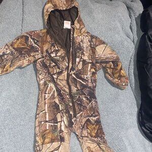 Kids Camouflage Hooded One-Piece Bodysuit - Brown Camo